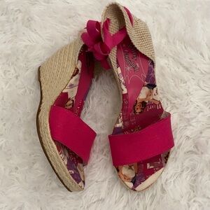 Jeffrey Campbell wedge espadrilles tie up sandal